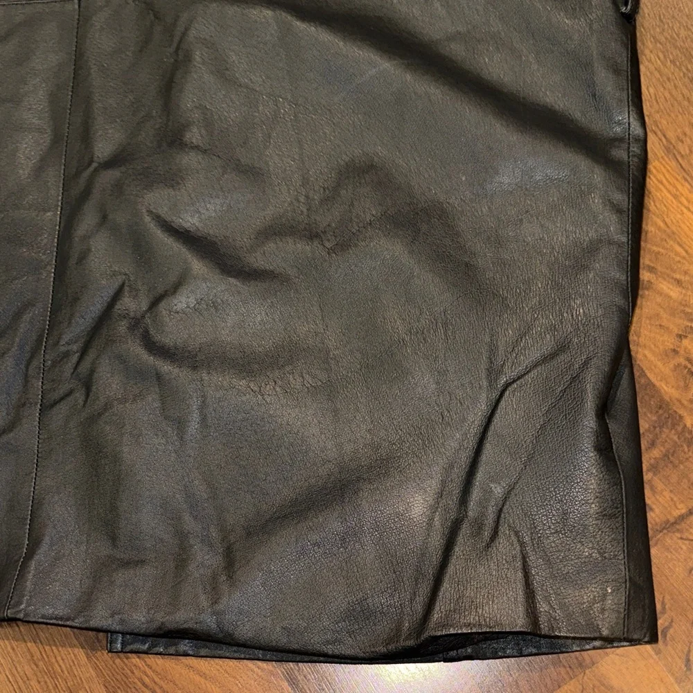 VINTAGE Men's Black Leather Hooded Charles Klein Jacket (2XT)